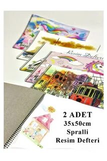 Resim Defteri Telli Büyük Boy 35x50 15 Yaprak Pastel