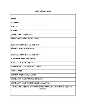 FOLİX KİRA SÖZLEŞMESİ 1 ADET
