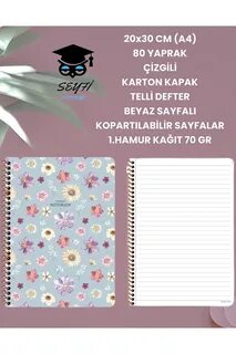 80 Yaprak Defter A4 Büyük Çizgili Udep Karton Kapak