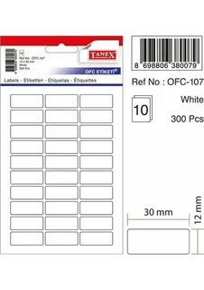 TANEX OFC-107 BEYAZ ETİKET 10 LU 1 PAKET